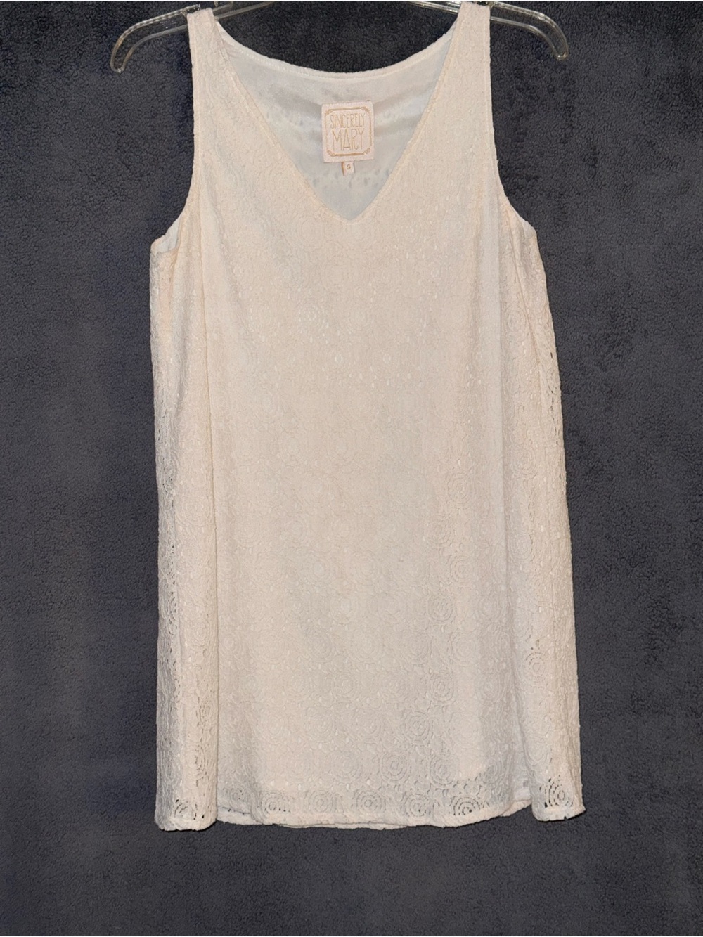 Sincerely Mary Cream Lace V-Neck Mini Dress Size Small